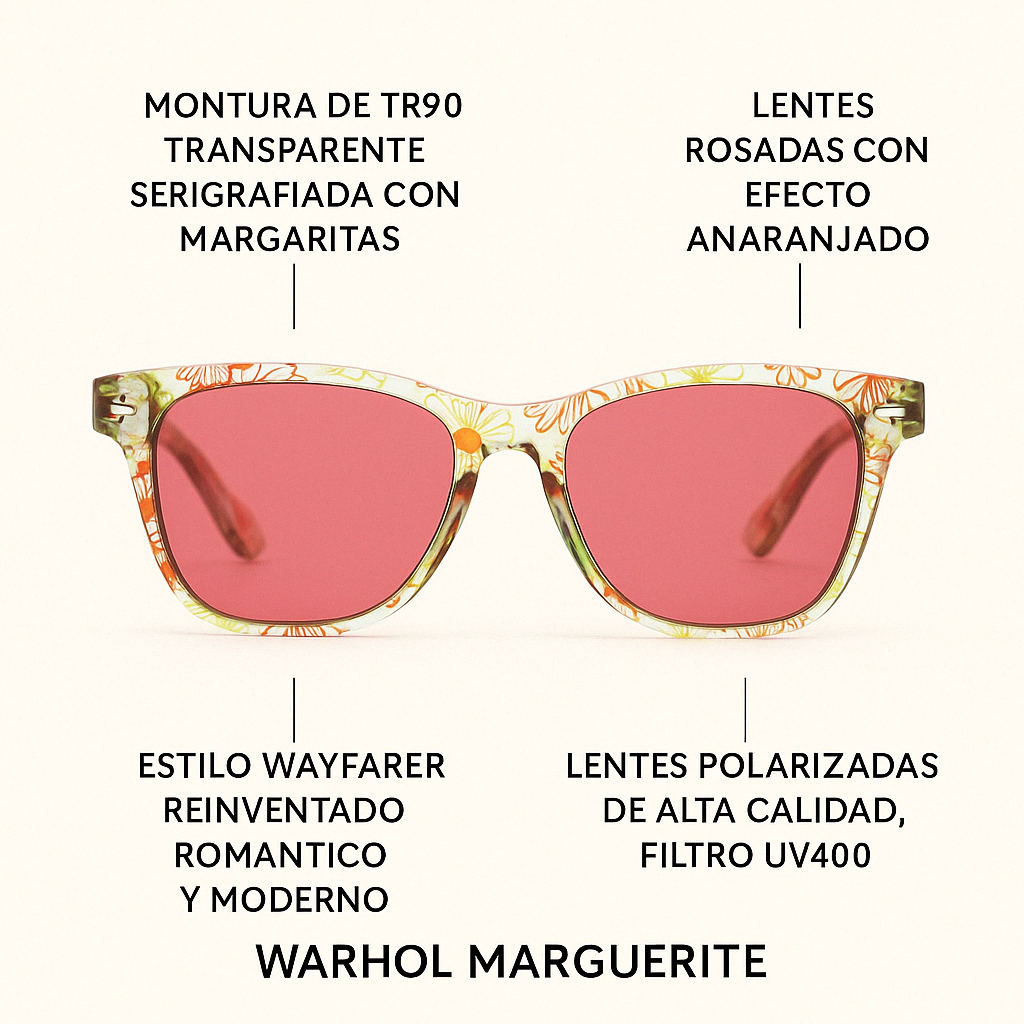 WARHOL MARGUERITE - Gafas de Sol Polarizadas - Wayfarer Coloridas - Energía Romántica